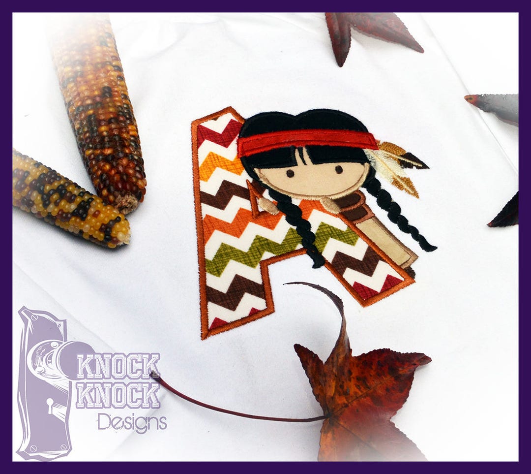 Native American Initial Appliqued Thanksgiving Shirt: Custom Monogram ...