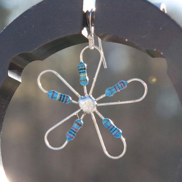 Blue Flower Resistor Earrings