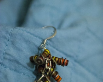 Brown Resistor Cluster Earrings