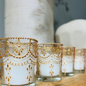 Set of 12 Henna Votive Candles Handpainted Wedding candles