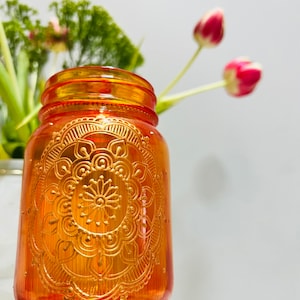 Mason jar, Bohemian Lantern, Moroccan Home Decor, Mason Jar Lantern, Painted Mason Jar Decor-INAAYAH Henna Mandala Gold Detailing