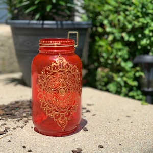 Henna Moroccan Indian Bohemian Henna Jar 24 oz Candleholder with Handpainted Details image 5