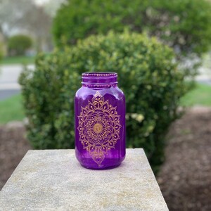 Henna Moroccan Indian Bohemian Henna Jar 24 oz Candleholder with Handpainted Details image 2