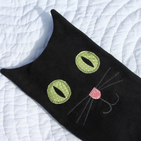 Hot water bottle cover - black cat