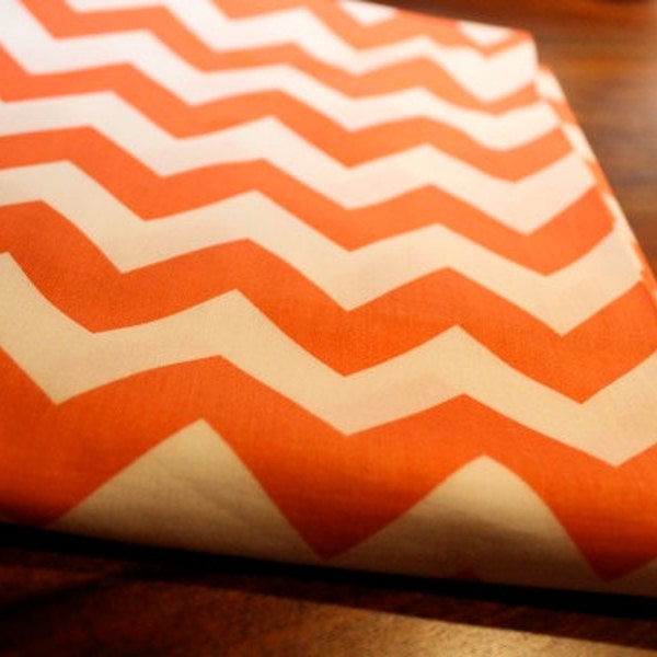 Fitted Crib Sheet in Coral Chevron Medium from Riley Blake