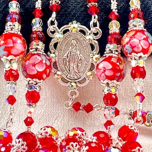 RED CRYSTAL ROSARY/Catholic Heirloom Rosary/Stunning Red and Clear Crystals/First Communion/Confirmation/Religious Christmas Catholic Gifts