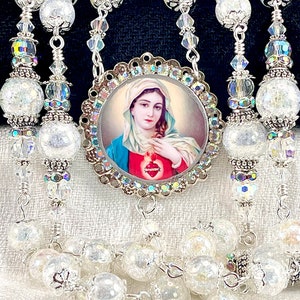 ANGEL CRACKLE QUARTZ Rosary/Stunning Heirloom Rosary/Catholic Wedding Bridal Bouquet/First Communion/Confirmation/Catholic  Gifts