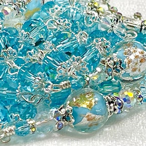 AQUAMARINE AUSTRIAN CRYSTAL Rosary/Something Blue Lampwork Catholic Wedding/Heirloom Bridal Bouquet/Confirmation/First Communion/Catholic Gi