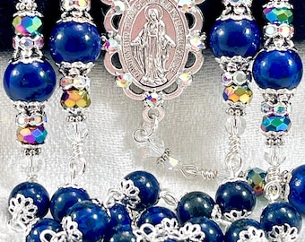 BLUE LAPIS LAZULI Gemstone Rosary/Stunning Heirloom Rosary/Catholic Wedding/First Communion/Confirmation/Christmas/Catholic Gifts