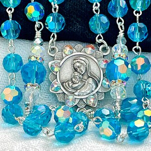 TURQUOISE AB CRYSTALRosary /Heirloom Bridal Bouquet/Catholic Wedding Gifts/First Communion/Confirmation/Catholic Christmas Gifts