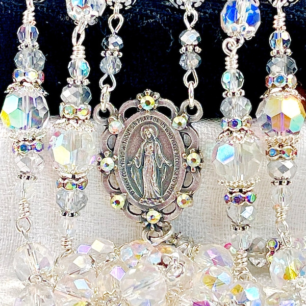 PRECIOSA CRYSTAL ROSARY/Perfect Alternative to Swarovski Crystal Bridal Bouquet Shower/Catholic Wedding/First Communion Catholic Gifts