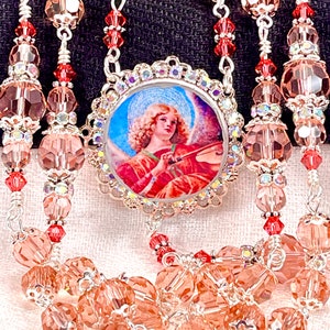 APRICOT BLOSSOM CRYSTAL Rosary/Padparascha Heirloom Rosary Bridal Bouquet/First Communion/Confirmation/Christmas Catholic Gifts