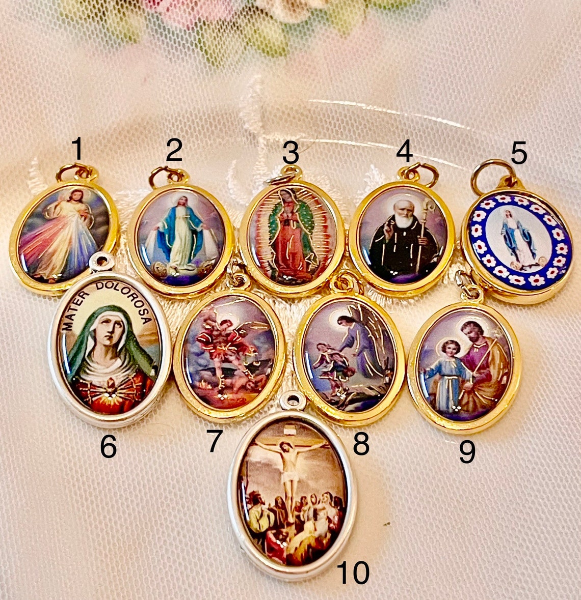 Saint Medals in Gold Charms Full Color Holy Medals Choose Etsy