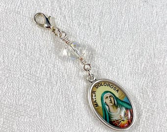 MATER DOLOROSA/Rosary Marker/Zipper Pull/Our Sorrowful Mother/Confirmation/ First Communion/Christmas Catholic Gifts