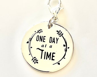 ONE DAY At A Time Silver Plated Charm/ Motivational Inspirational Christian Necklace Bracelet Charms/ Religious Catholic Gifts