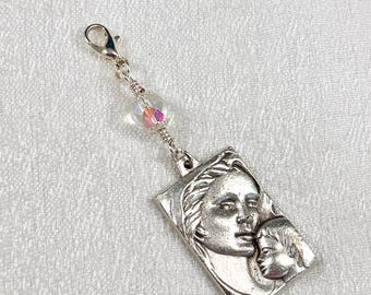 MARY and the CHILD JESUS/Rosary Marker/Zipper Pull/Miraculous Medal Charm/Confirmation/ First Communion/Christmas Catholic Gifts