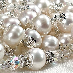 CATHOLIC BRIDAL PEARL Rosary/Stunning Bridal Bouquet 9-10mm White High Quality Genuine Pearls/First Communion/Confirmation/Catholic Gifts