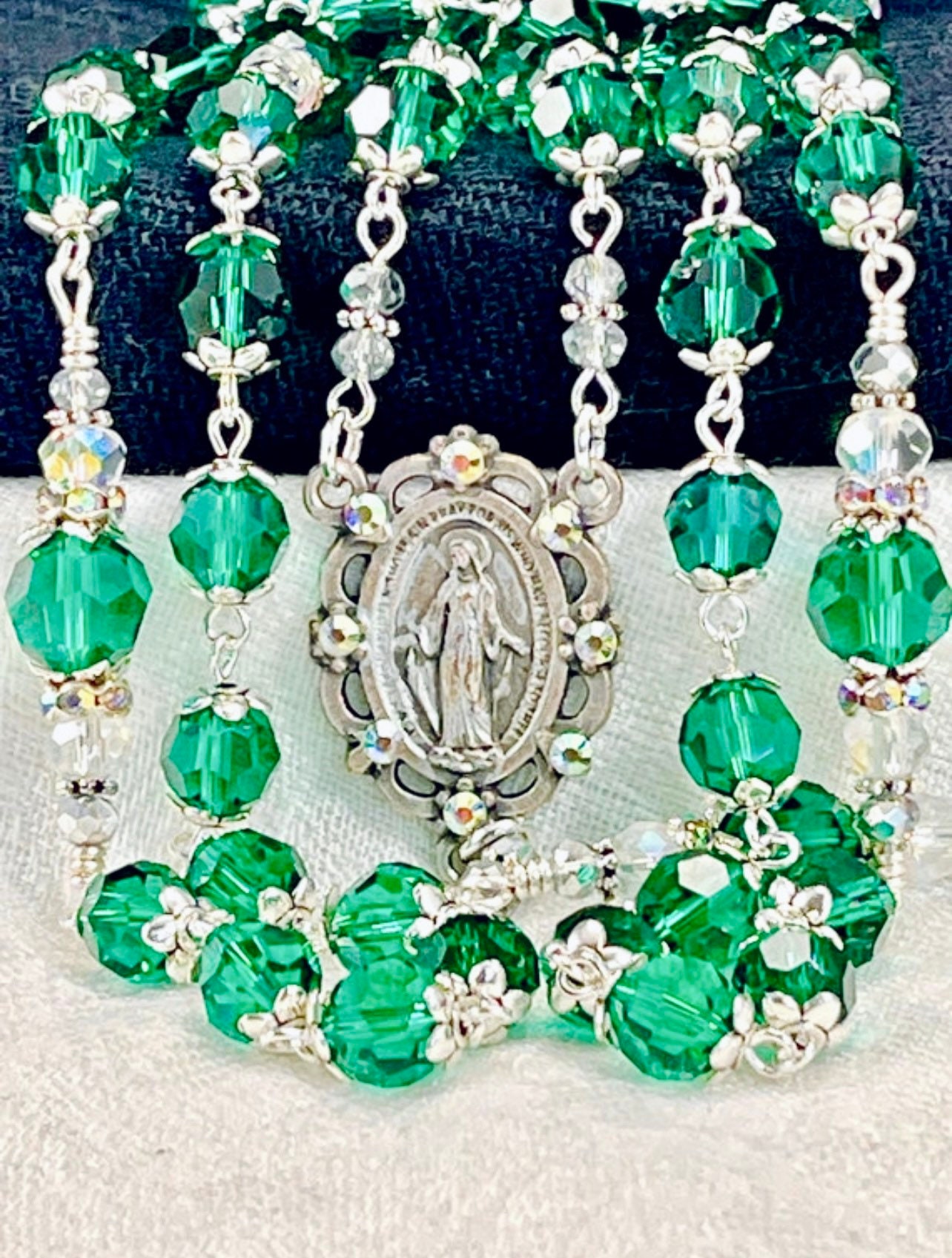Emerald Bi-cone Mini Rosary — Iron Rose Supply