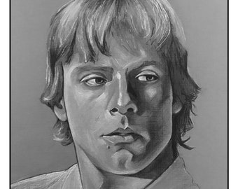 Luke Skywalker black white wall art print 11x14 Star Wars Mark Hamill - Free shipping to US