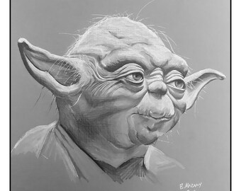 Yoda black white wall art print 11x14 Star Wars Frank Oz- Free shipping to US