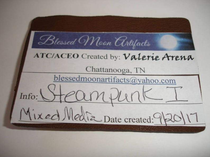 Steampunk aceo Steampunk atc artists cards Original ACEO Moving parts aceo Mechanical aceo steampunk art mini art signed original small art