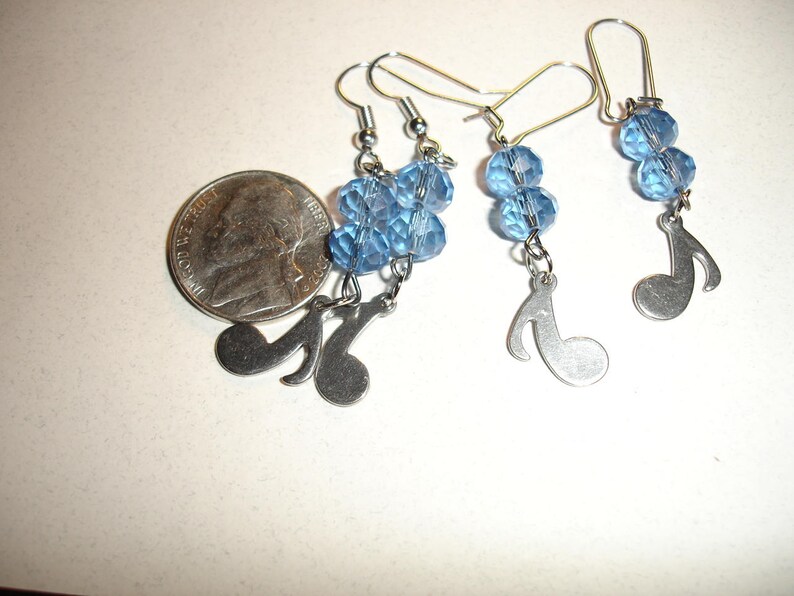 Musical Earrings Music Note earrings Gift for Music Lover Musician Gift Music Note Jewelry Blue crystal earrings Steel earrings Gift for her