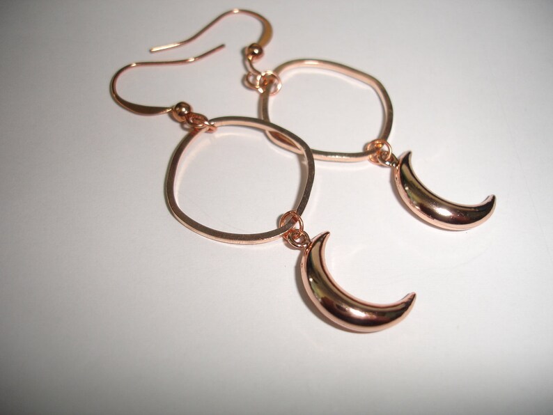 Rose Gold Earrings Crescent Moon Earrings Medium earrings gift for her Gold moons Simple earrings moon earrings Disabled Woman Owned Shop