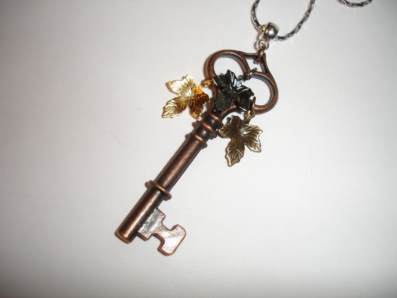 Tri Metal key necklace tri metal necklace copper key necklace metals necklace copper bronze gunmetal necklace metals necklace gift for her