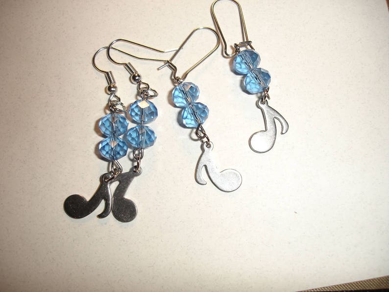 Musical Earrings Music Note earrings Gift for Music Lover Musician Gift Music Note Jewelry Blue crystal earrings Steel earrings Gift for her