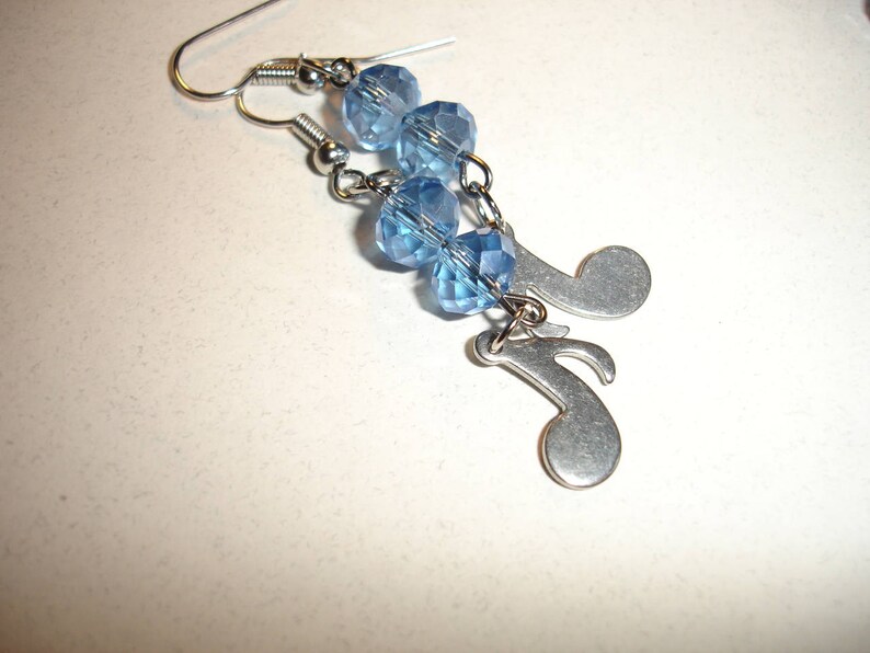 Musical Earrings Music Note earrings Gift for Music Lover Musician Gift Music Note Jewelry Blue crystal earrings Steel earrings Gift for her