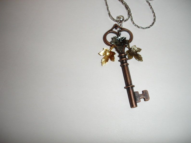 Tri Metal key necklace tri metal necklace copper key necklace metals necklace copper bronze gunmetal necklace metals necklace gift for her