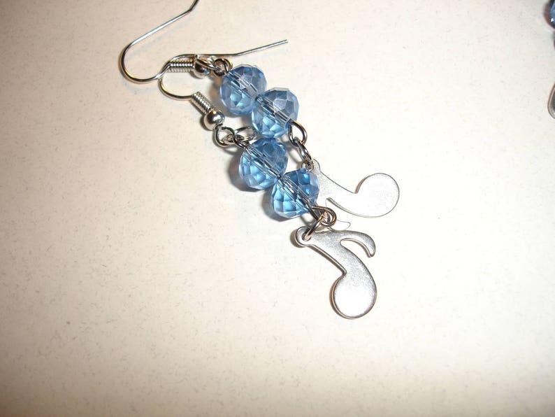 Musical Earrings Music Note earrings Gift for Music Lover Musician Gift Music Note Jewelry Blue crystal earrings Steel earrings Gift for her