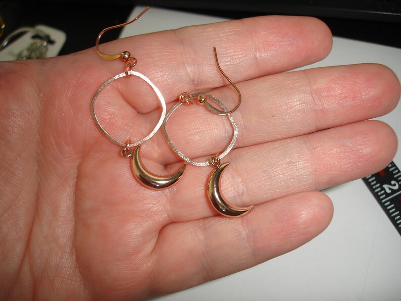 Rose Gold Earrings Crescent Moon Earrings Medium earrings gift for her Gold moons Simple earrings moon earrings Disabled Woman Owned Shop
