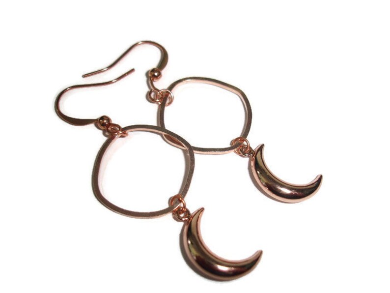 Rose Gold Earrings Crescent Moon Earrings Medium earrings gift for her Gold moons Simple earrings moon earrings Disabled Woman Owned Shop