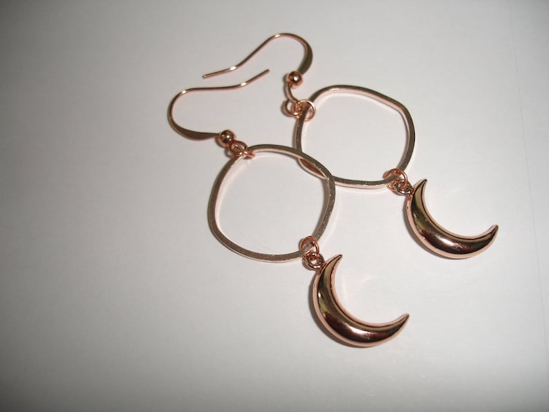 Rose Gold Earrings Crescent Moon Earrings Medium earrings gift for her Gold moons Simple earrings moon earrings Disabled Woman Owned Shop