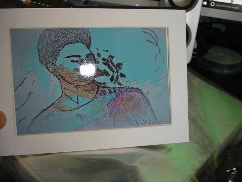 Frida Limited Edition Digital Print Kahlo Emotions Blues Pinks 5x7 print ready to frame matted frida emotional art