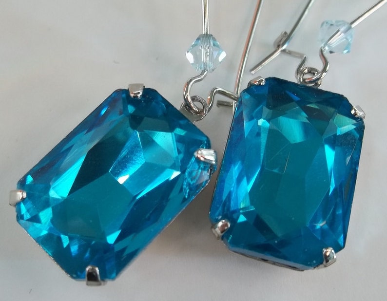Blue Earring Aqua Blue Crystal Earrings,