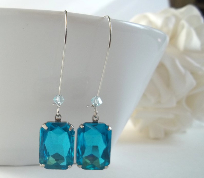 Blue Earring Aqua Blue Crystal Earrings,