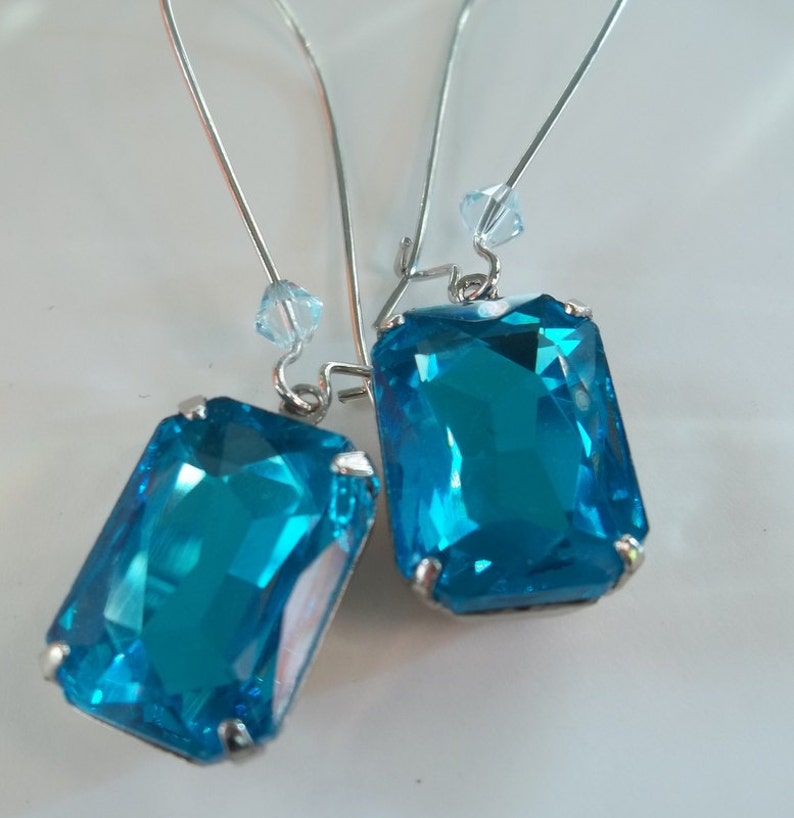Blue Earring Aqua Blue Crystal Earrings,