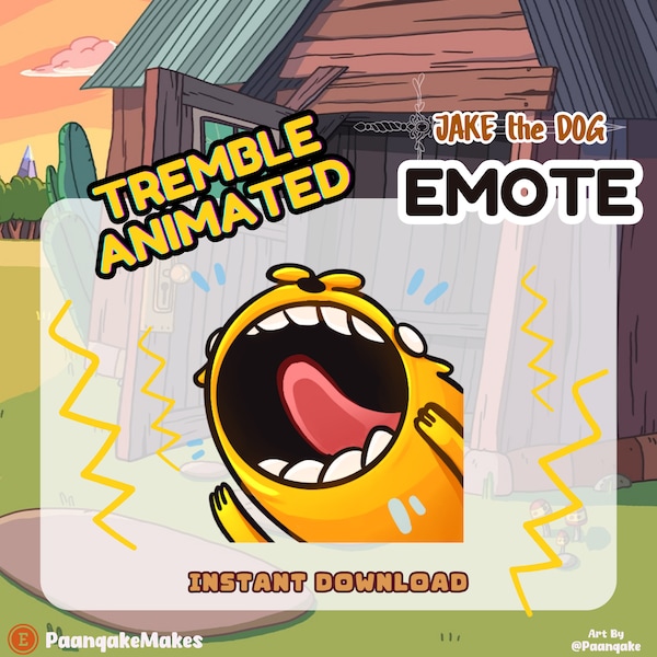 Animated Jake the Dog Shout Tremble Emote! Shaking Animated Emote for Twitch Youtube Kick or Discord | P2U Instant Download