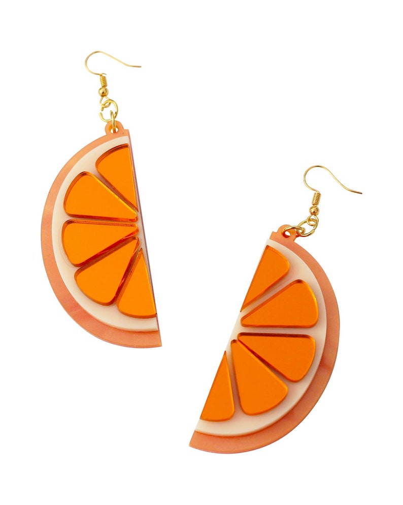 Orange Slice Earrings Laser Engraved Perspex Acrylic Etsy