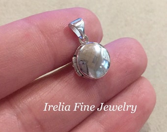 Tiny Sterling Silver Rhodium-Plated Polished Domed 10mm Round Locket Pendant