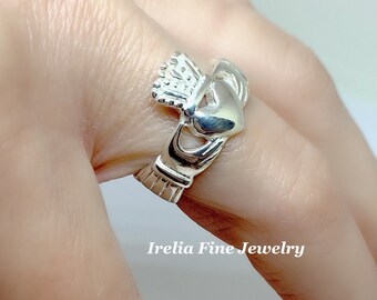 Sterling Silver Claddagh Ring,  Size 6 , 7 , 8 | Friendship Ring | Friendship Jewelry |Irish