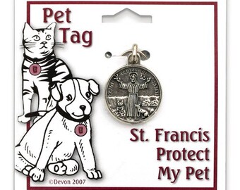 Pewter St. Francis Protect My Pet Tag For Dog or Cat