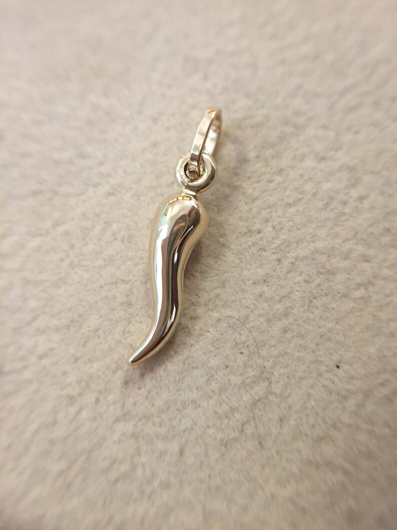 Sterling Silver Rhodium Plaqué Poli italien Corne Pendentif Nouveau Charme