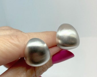 Sterling Silver Polished Hallow Studs /  Non-Pierced / Size 16 x 5.8 mm  Button Earring