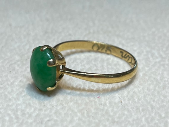 Vintage 18k gold Jade Ring - Ring Size 6 | Solid … - image 6