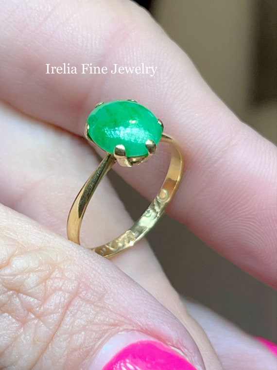 Vintage 18k gold Jade Ring - Ring Size 6 | Solid 1