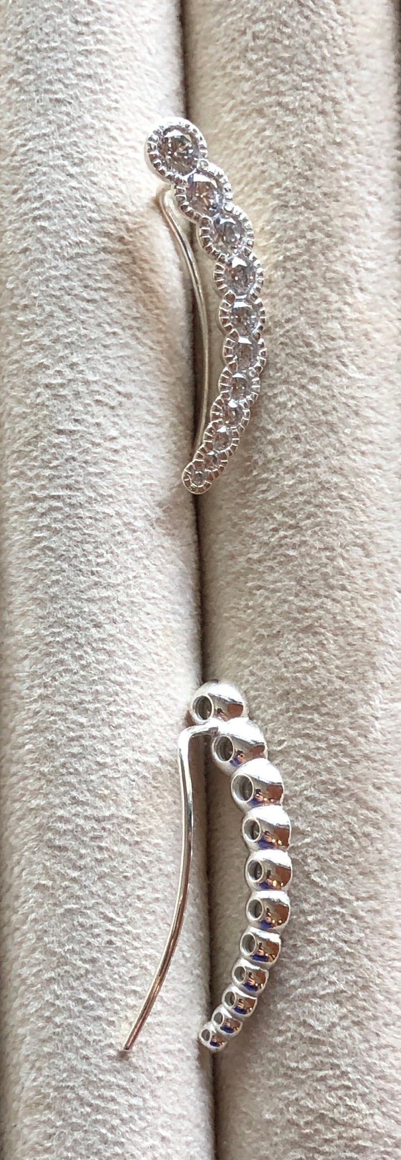 Sparkly Sterling Silver CZ Ear Climber Earrings