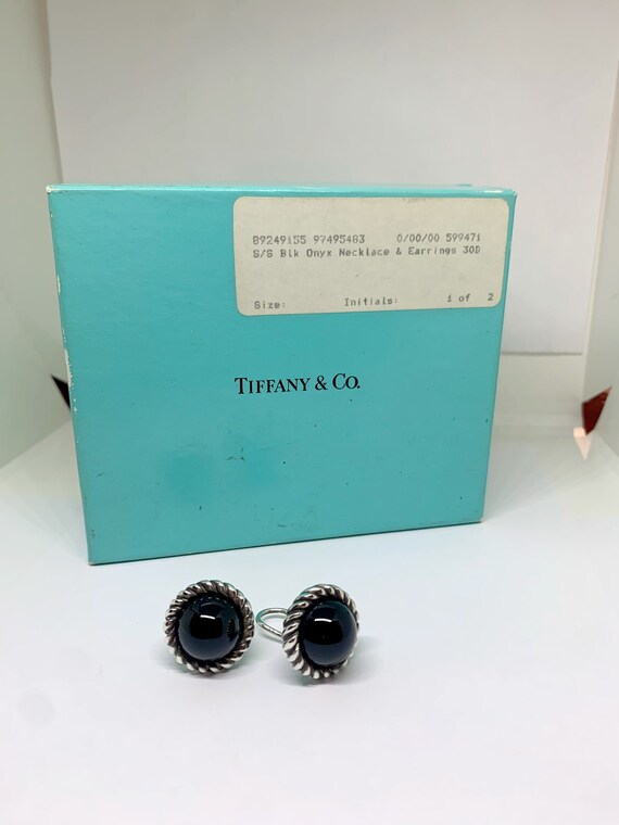 Vintage Tiffany and Co Onyx Large Stud Earrings ,… - image 1